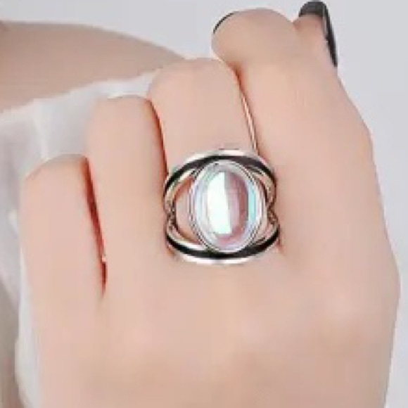 Rainbow of Colors Faux Moonstone Fashion Ring Woman’s Jewelry Mood Ring - Picture 2 of 11
